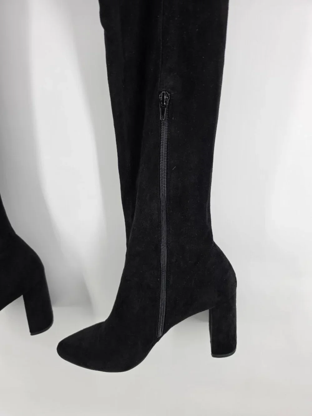 Jeffrey Campbell Parisah 2 Black Suede Over the Knee Boots Block Heel 9.5